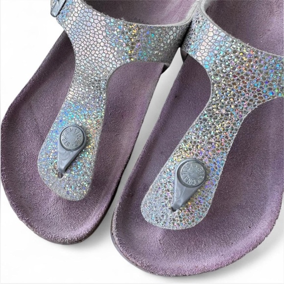 Birkenstock Sandals Glittery Silver and Purple Flip-flops Girls Size 32 (1-1.5) - Picture 8 of 8
